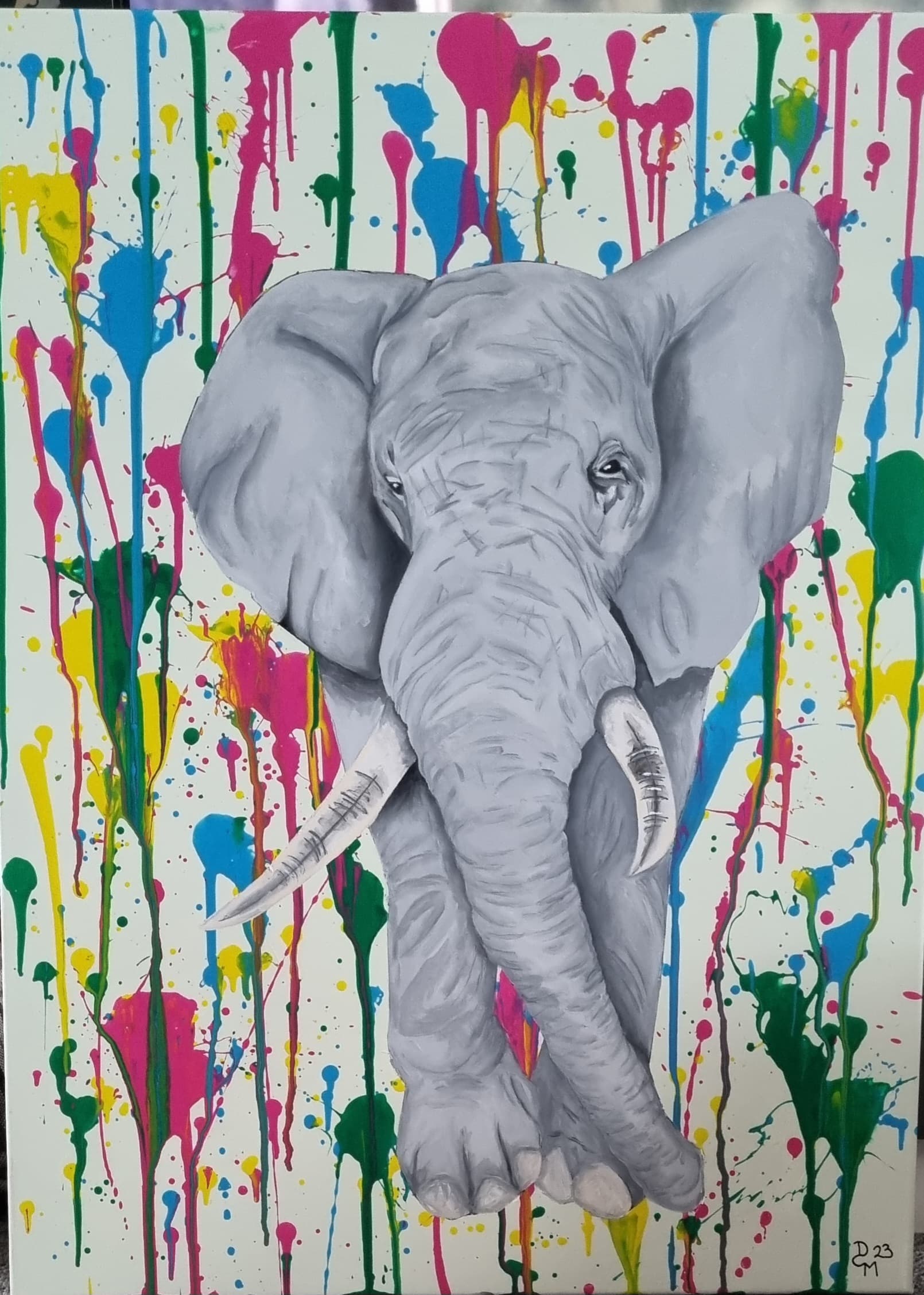 Elephant Splat - Acrylic Fluid Splats Elephant Painting