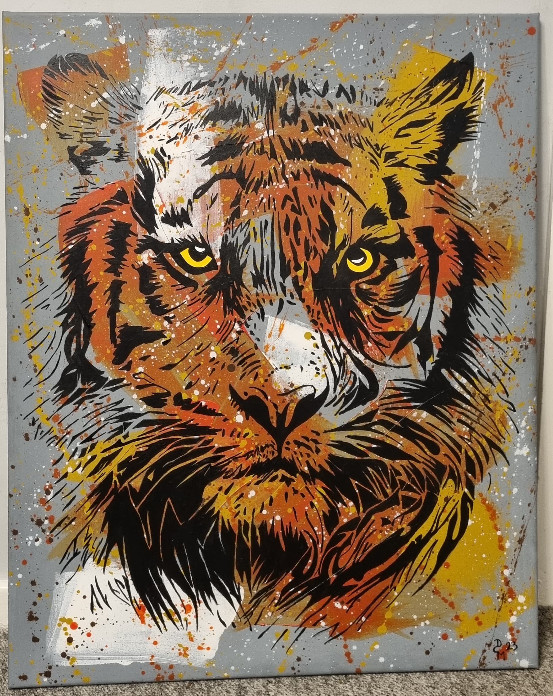 Contemporary Tiger - Acrylic Stencil Style Tiger Artwork thumbnail-0