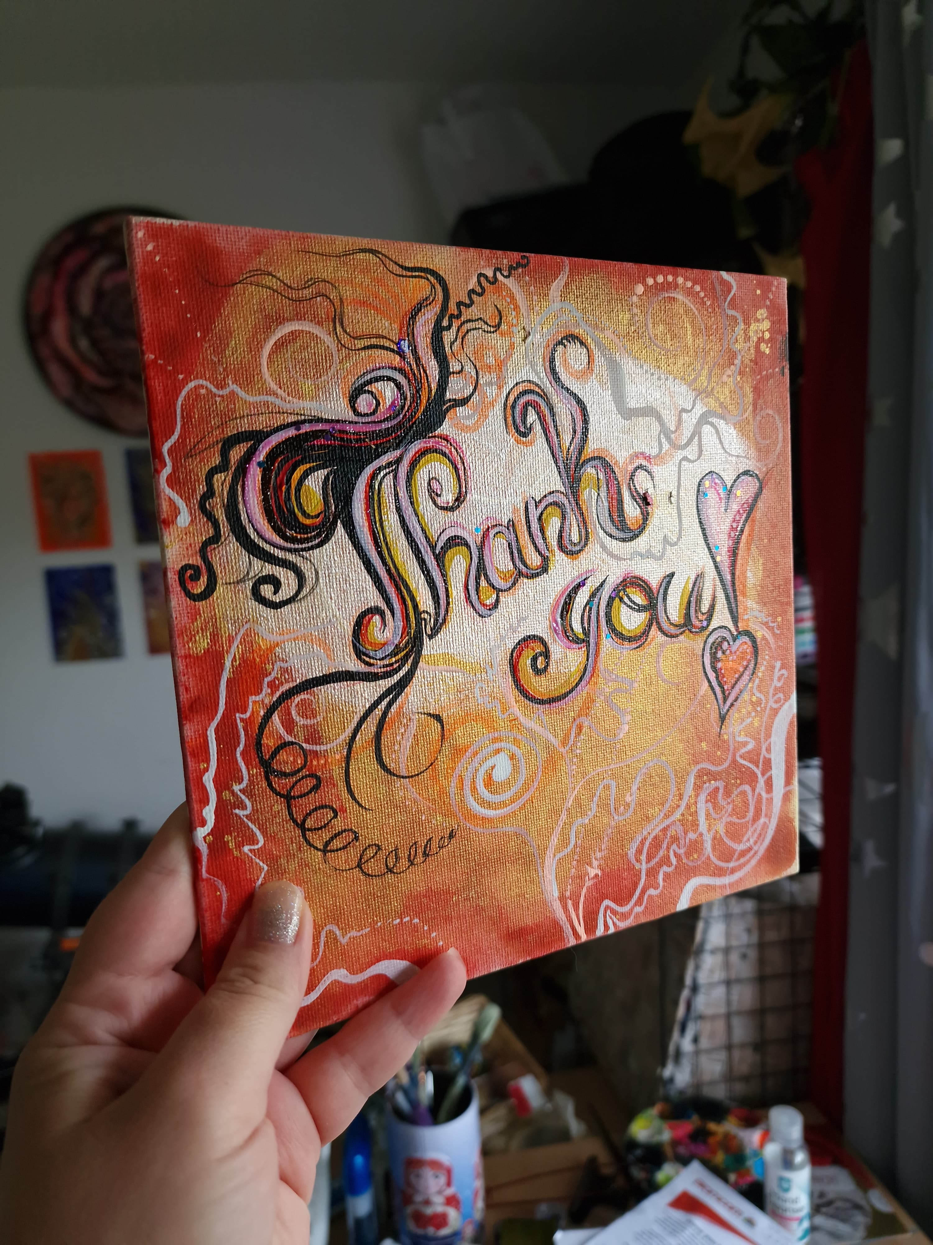 Art as card-Acrylic  thank you card