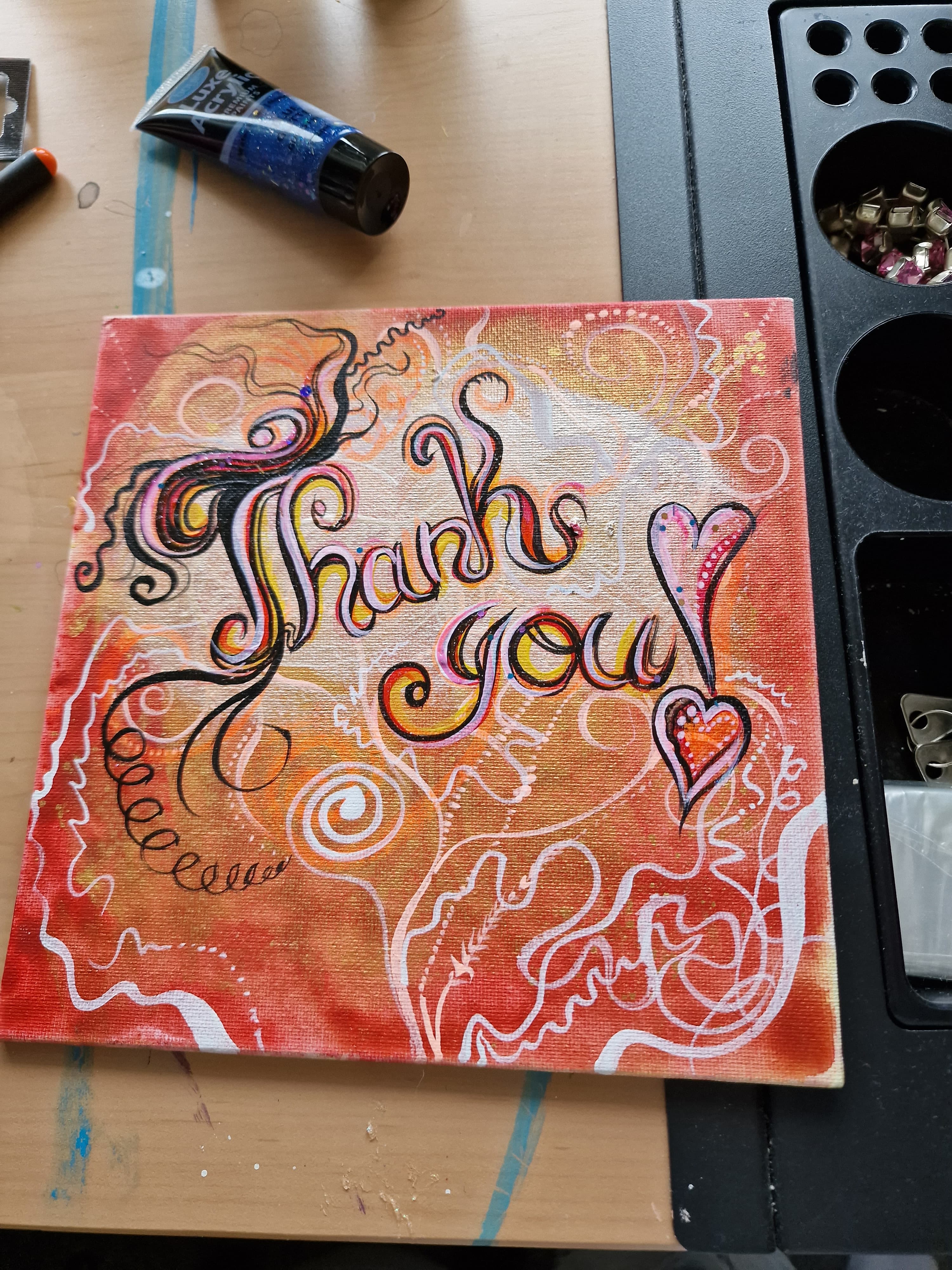 Art as card-Acrylic  thank you card thumbnail-1