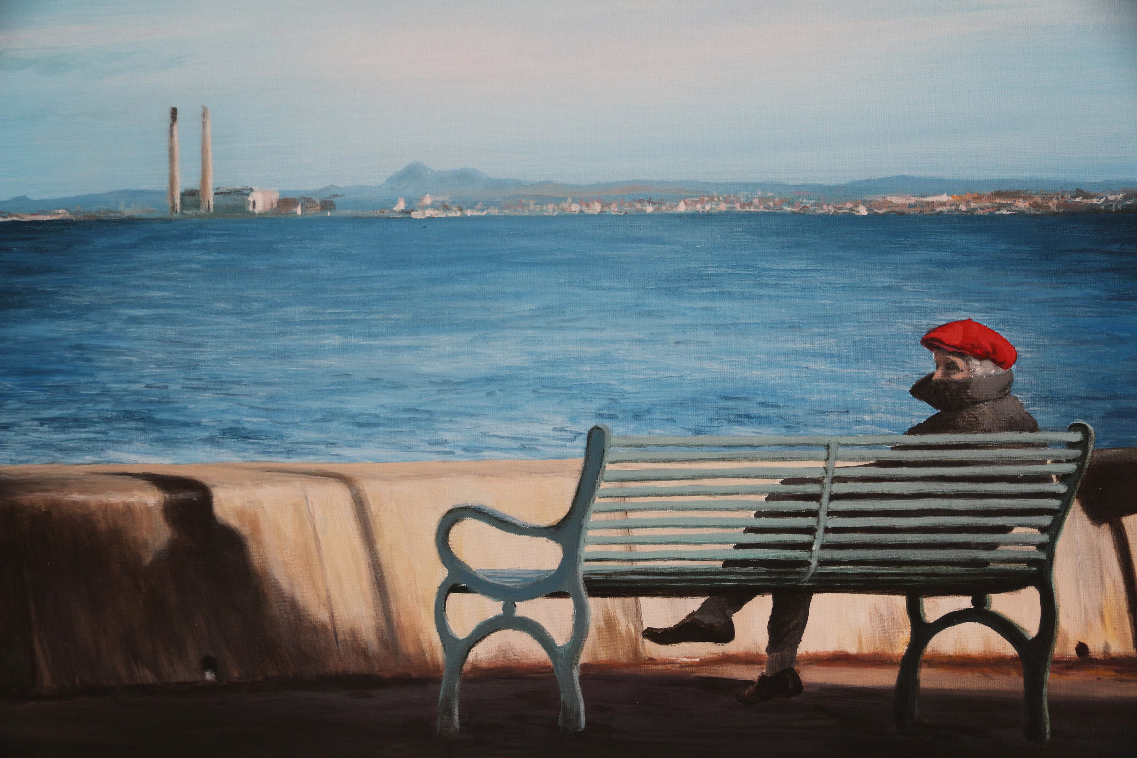 Old Lady on Portobello - Edinburgh Realistic Landscape Art thumbnail-2