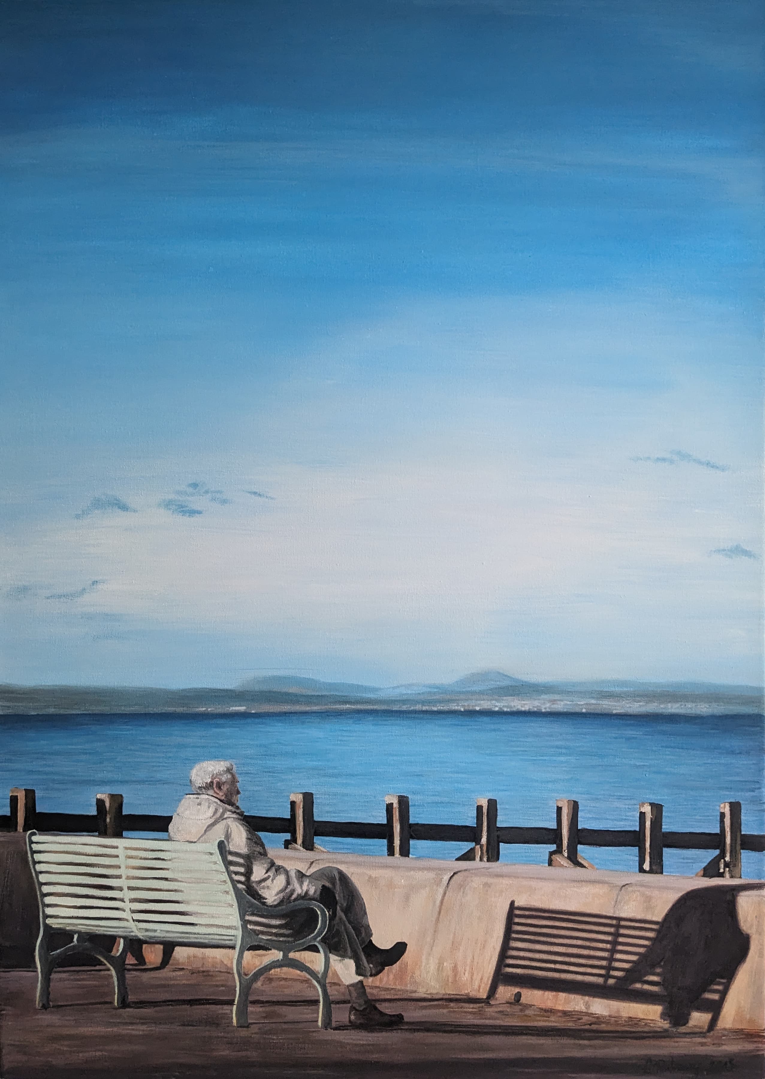 Old Man on Portobello - Portobello Promenade Acrylic Painting