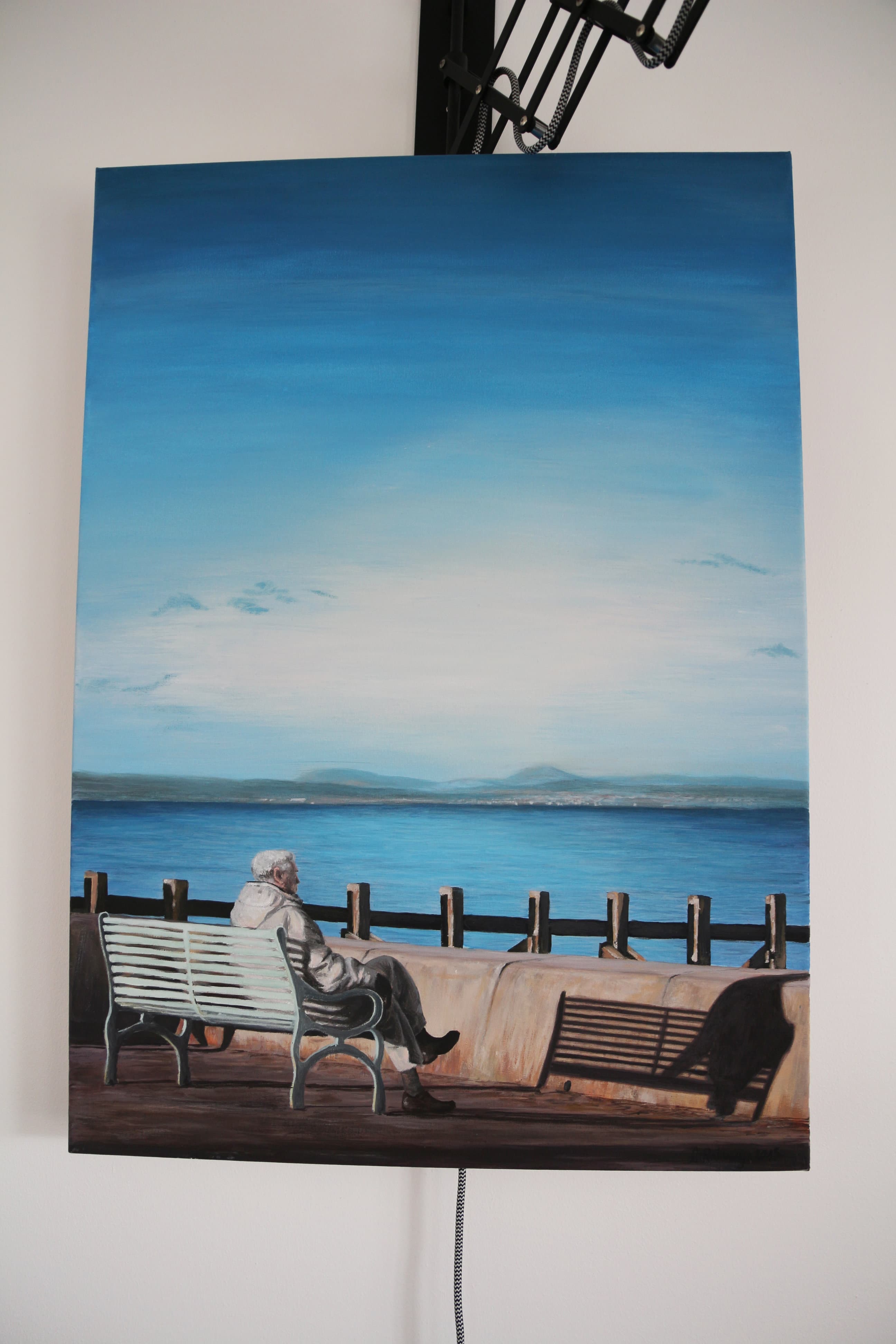 Old Man on Portobello - Portobello Promenade Acrylic Painting thumbnail-2