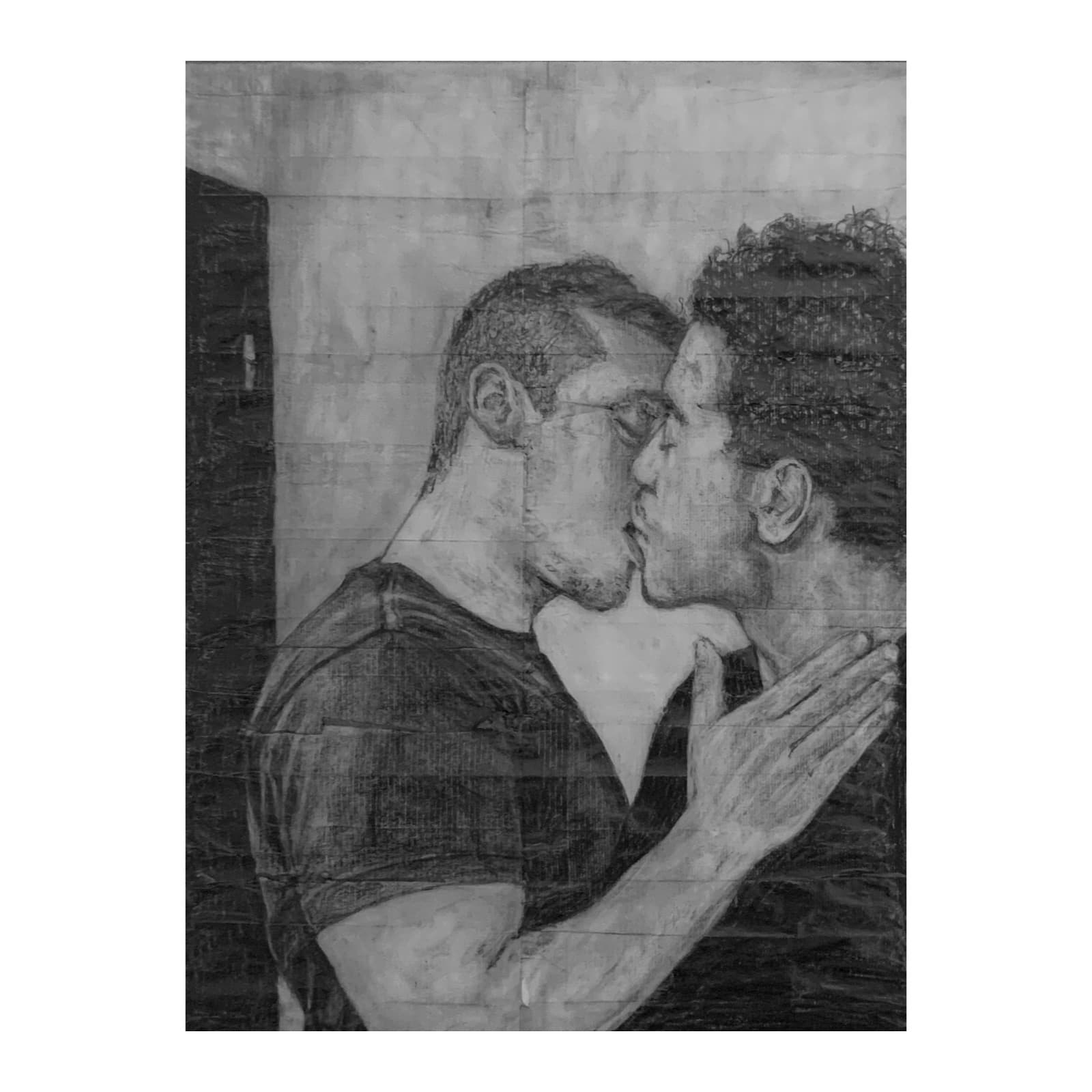There is never more than a fag paper between them - Greg and Noah- Pencil Artwork on Cigarette Paper thumbnail-0