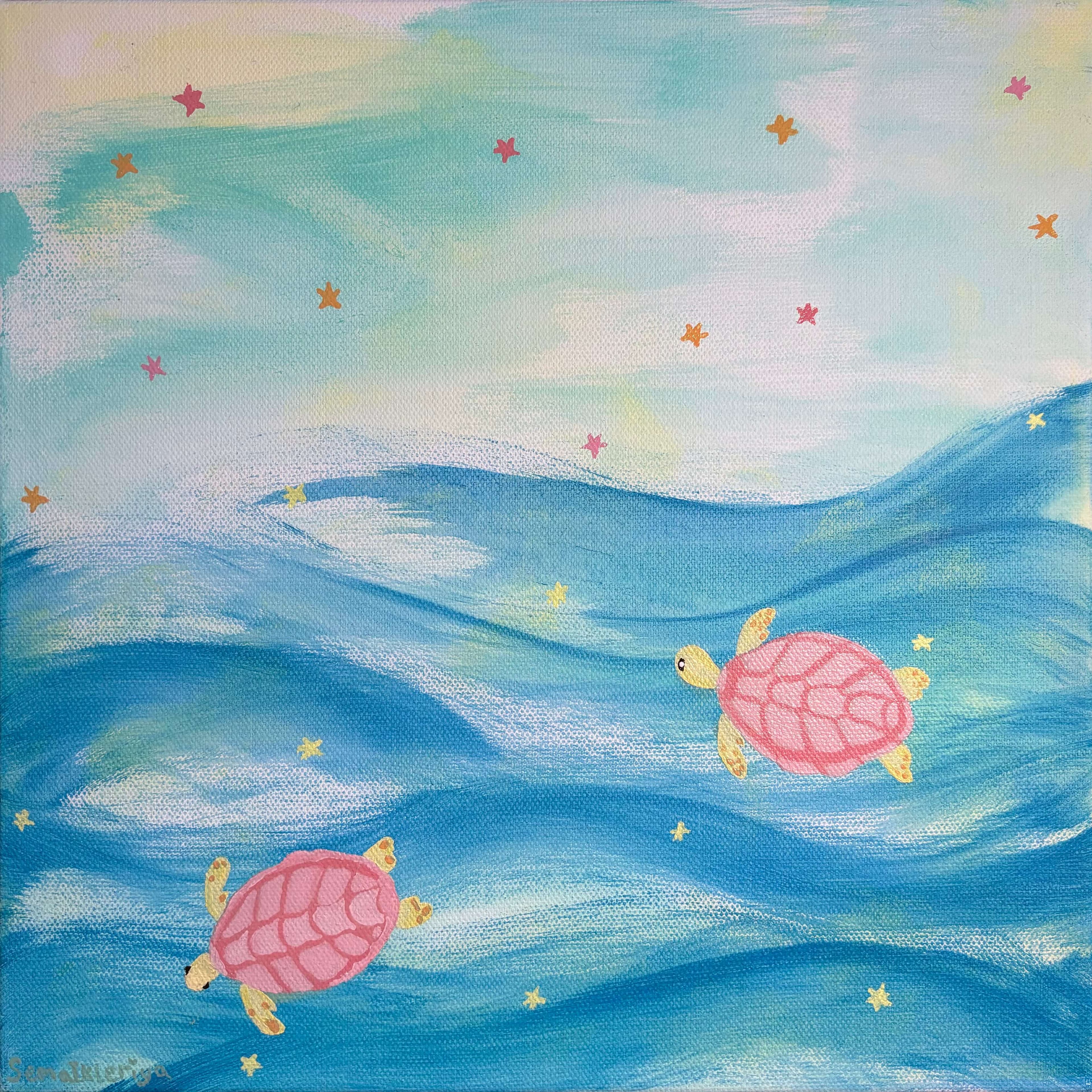 Pink swimming turtles thumbnail-1