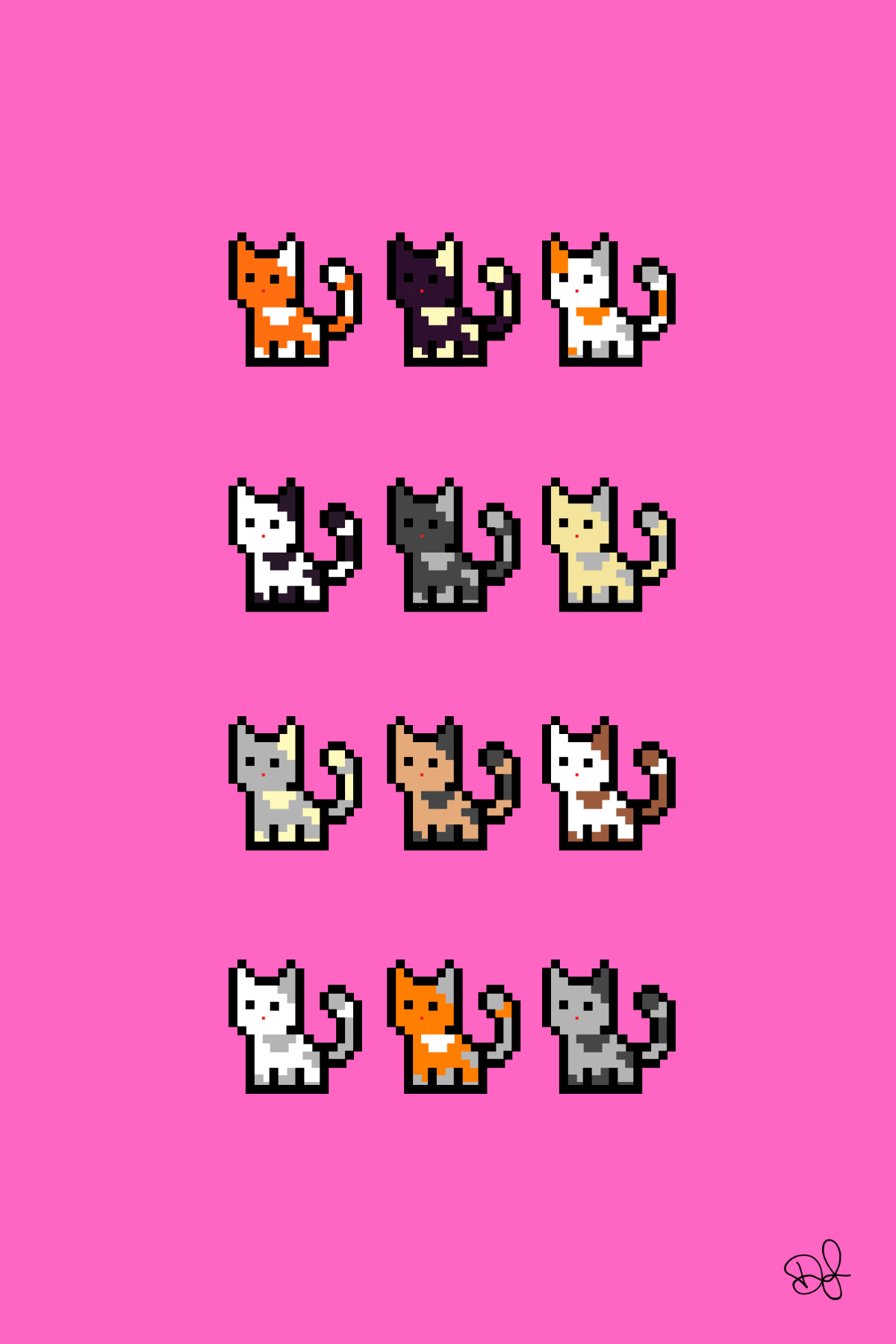 Shocked Kitty - Pixel Cat Collection Pink