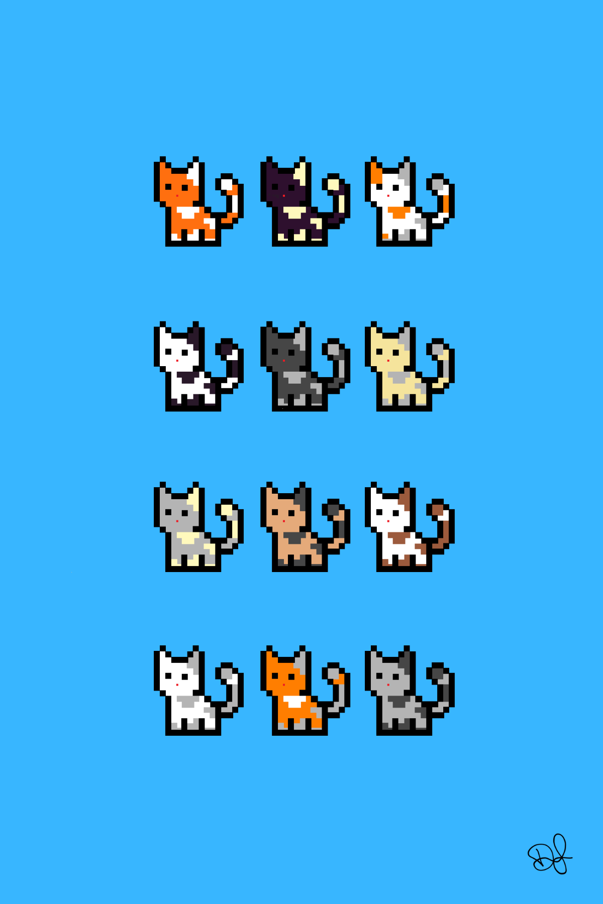 Shocked Kitty - Pixel Cat Collection Blue thumbnail-0