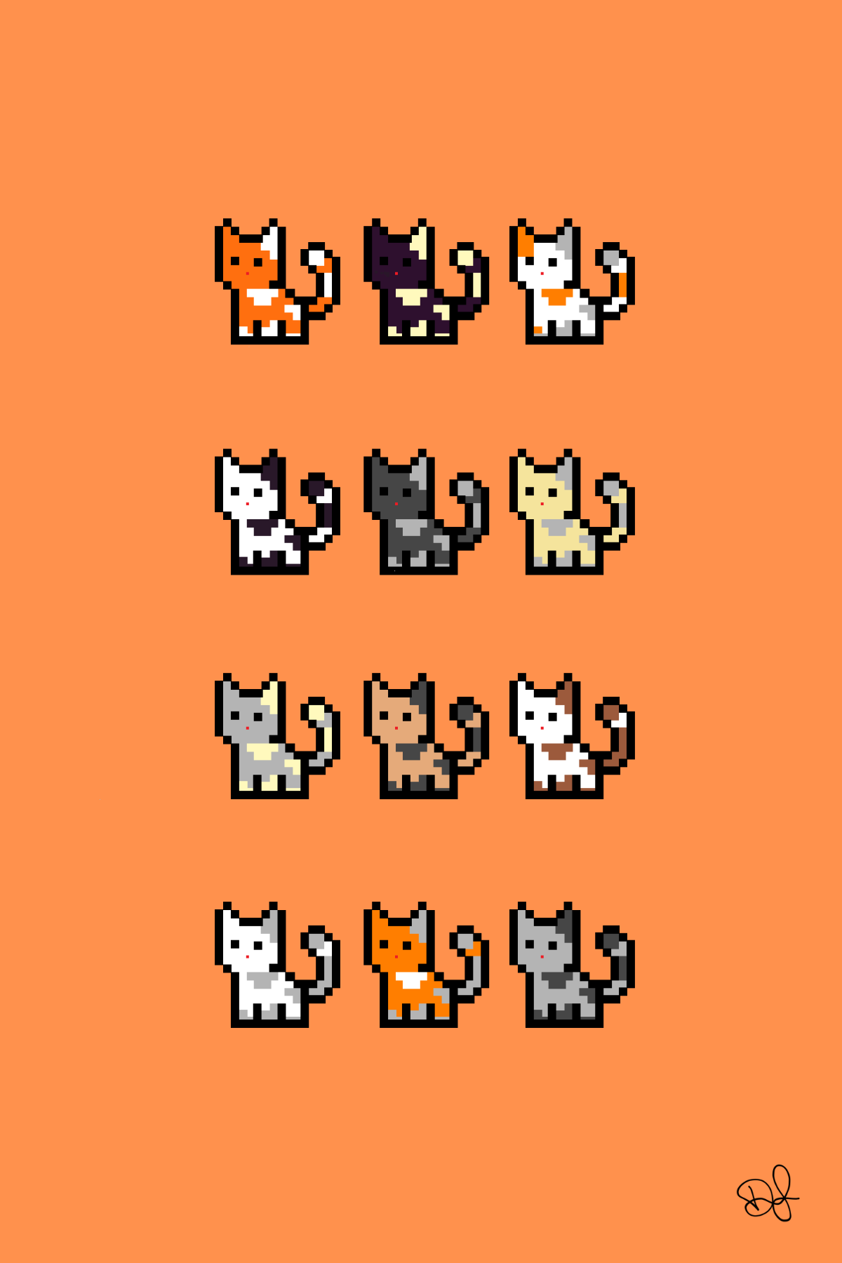 Shocked Kitty - Pixel Cat Collection Orange thumbnail-0