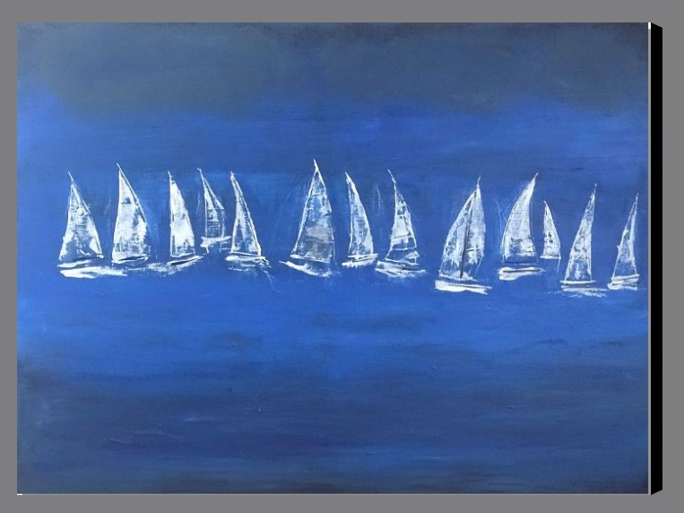 Sailings Boats  Original Abstract Acrylic painting thumbnail-0