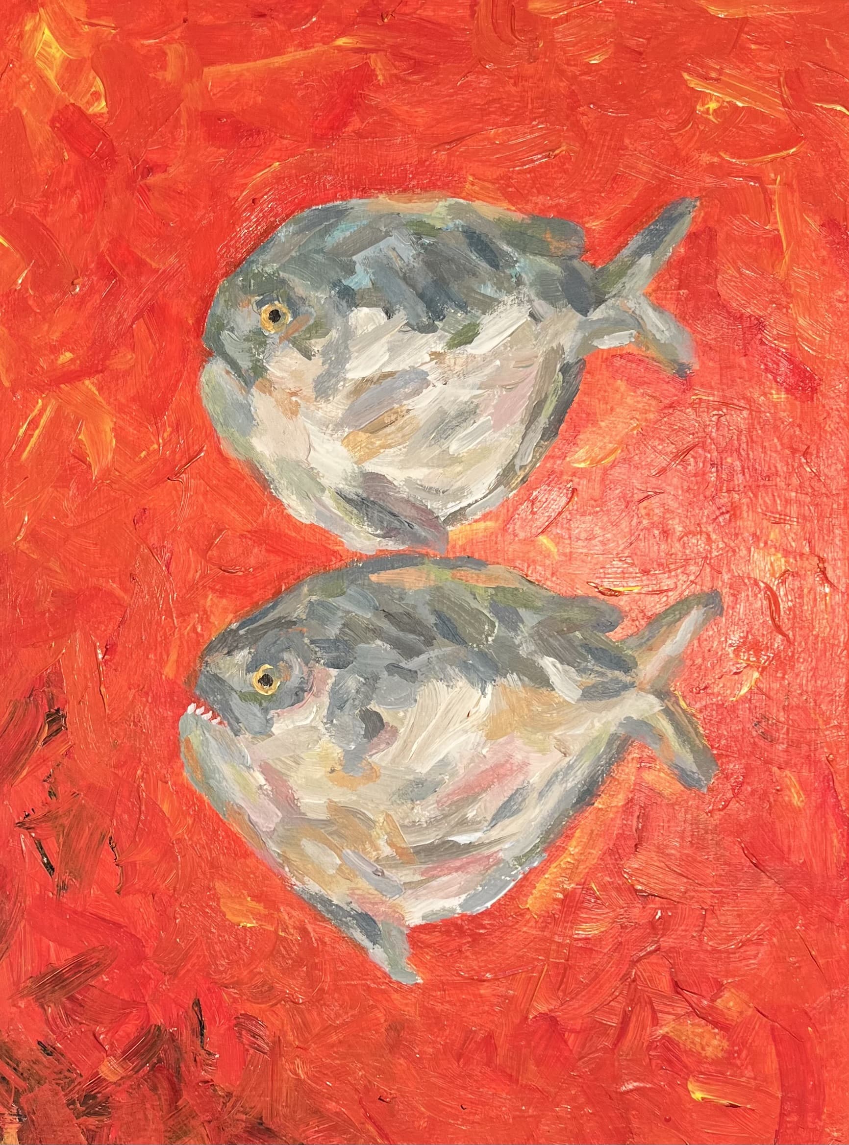 Two fish on Orange Canvas thumbnail-0