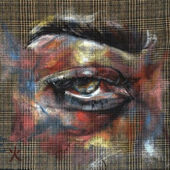 Bruised Eye on Cloth-Bruised eye acrylic painting