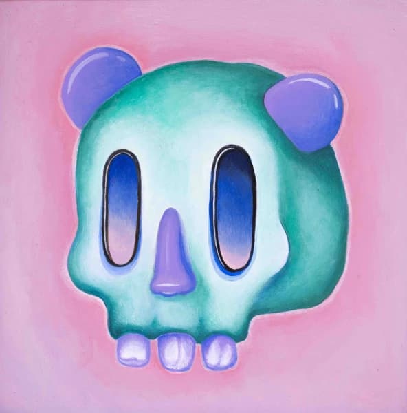 Enigmatic - Green Panda Skull Painting