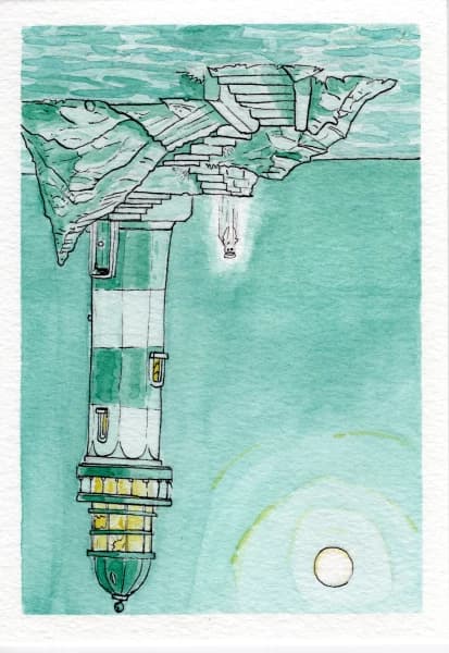 Spooky Lighthouse - Spooky Watercolour Artwork