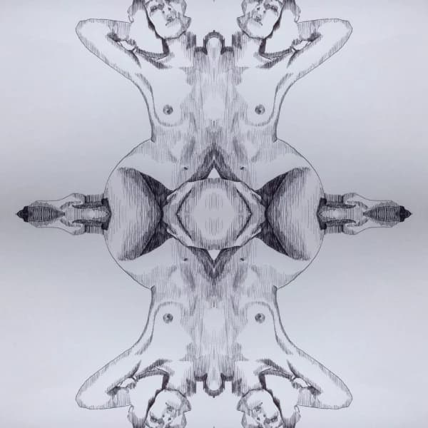 Mirrored Biro Body 02 - Abstract Body Pattern Art