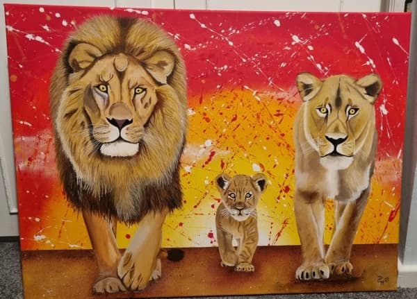 Walking Pride - Lion Family Acrylic Art