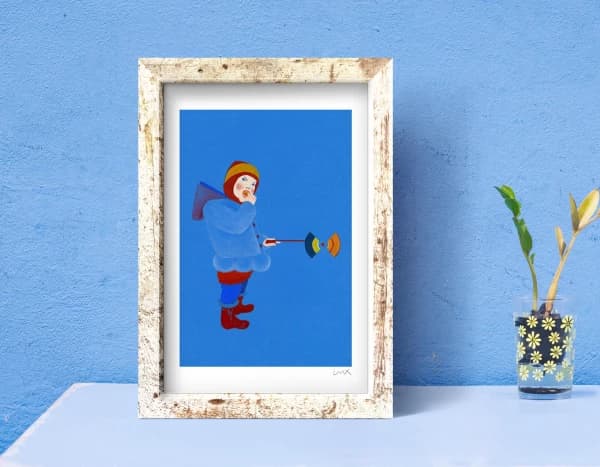 Giclee print  The Little  kid- Illustrative Little Kid Framed Artwork