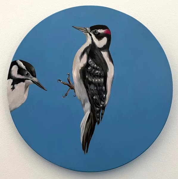 Two Woodpeckers Oil Art