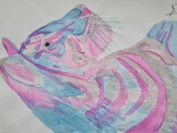 Candyfloss Tiger- Blue and Grey Tiger Watercolour Art