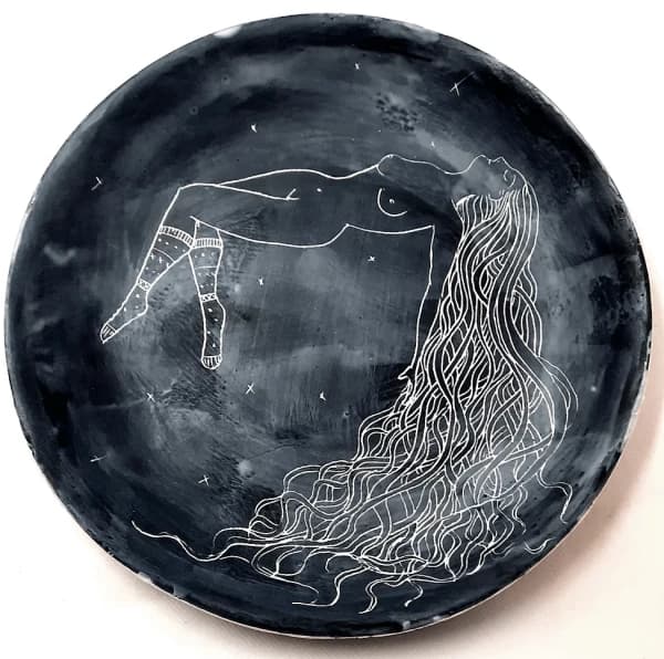 Mind Like a Waterfall - Handmade Illustrated Ceramic Plate