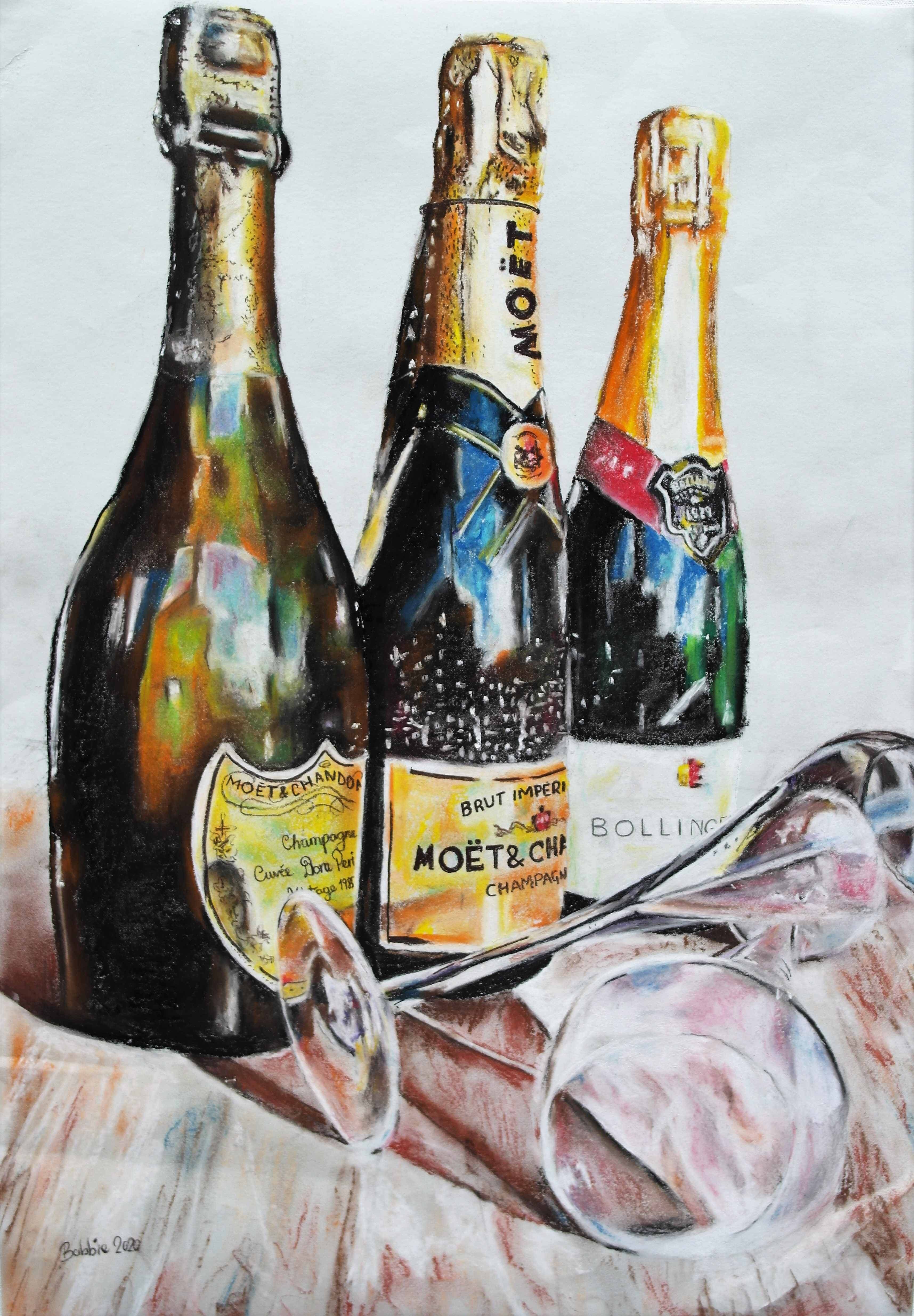 Champagne Bottles Digital Print Art thumbnail-1