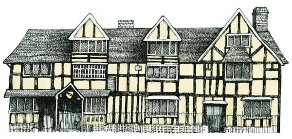 William Shakespeares Birthplace- Historical Art Archival Print