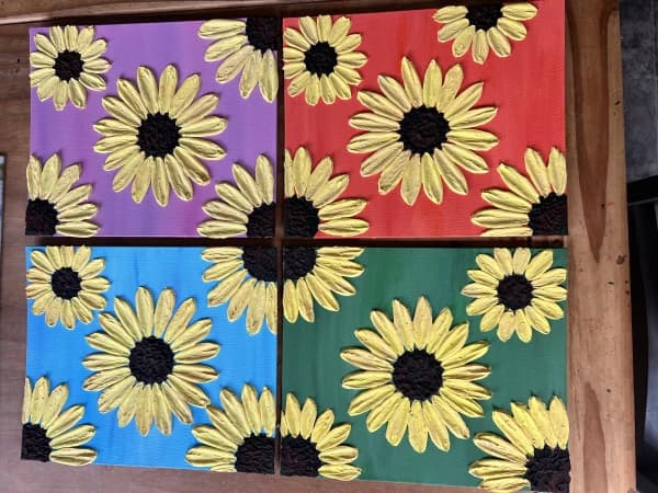 Vibrant Sunflowers - Textured Sunflower Acrylic Painting